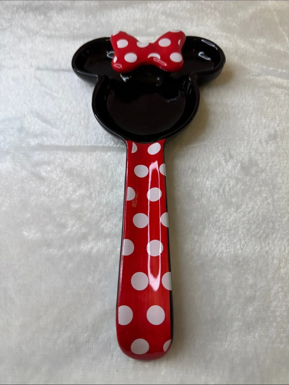 Disney Minnie Mouse Polka Dot Ceramic Spoon Rest NWT